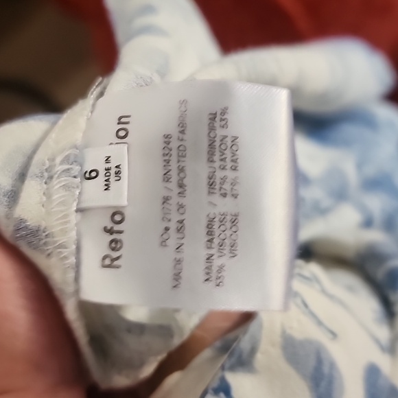 Reformation Pompadour Blue White Floral Mini Dress Cottagecore French Girl - Picture 10 of 11